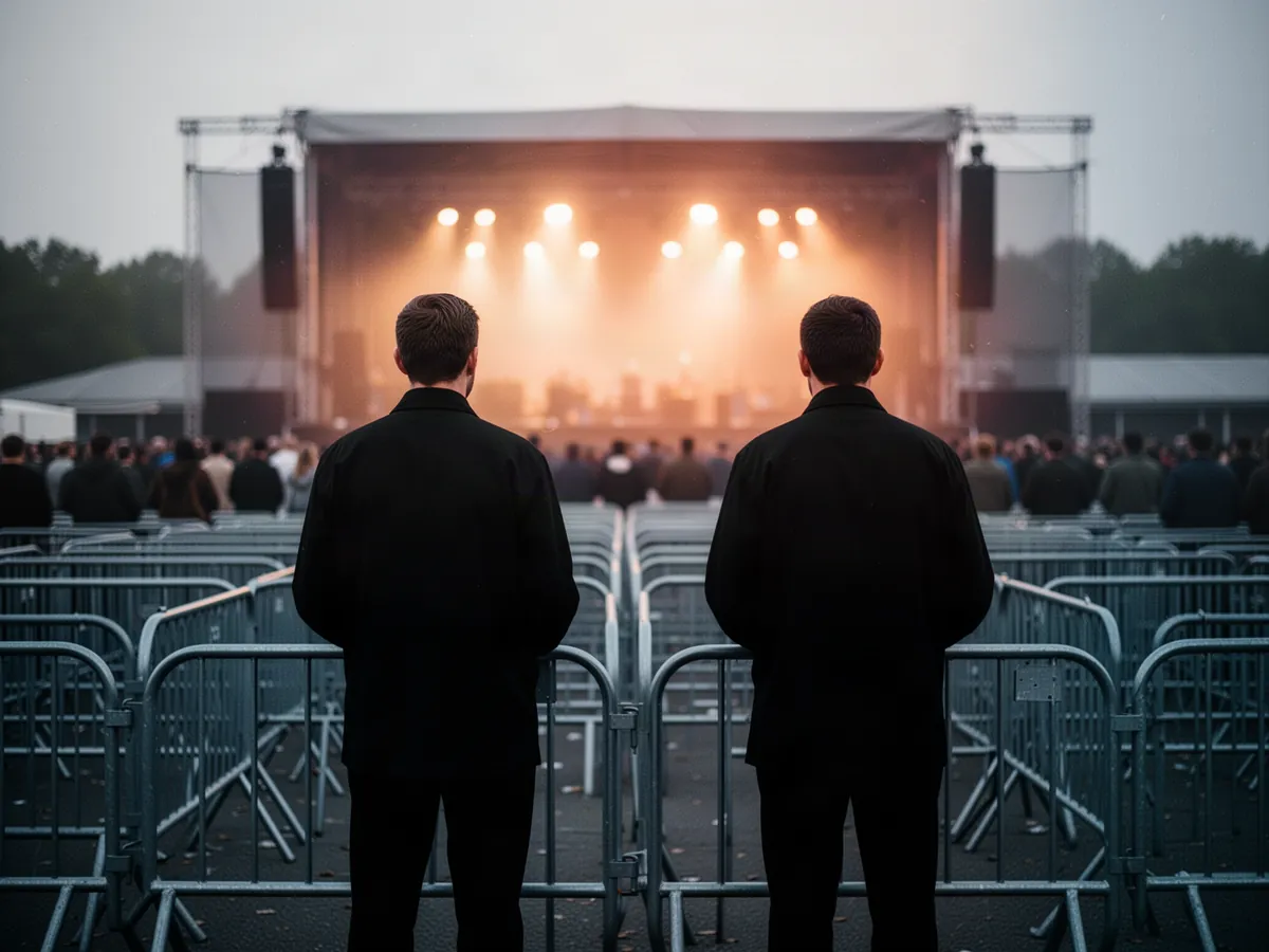 Zwei Einsatzkräfte am Einlass einer Open-Air-Veranstaltung